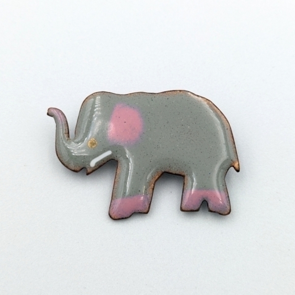 Hand crafted enamel elephant brooch pin